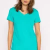V Neck Tee In Aqua