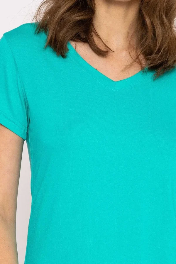V Neck Tee In Aqua