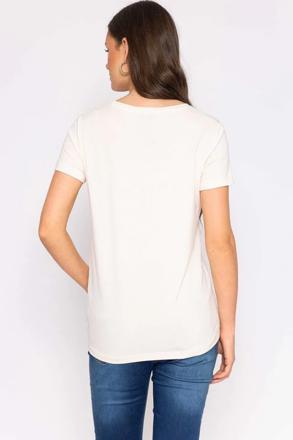 V Neck Tee In Ecru