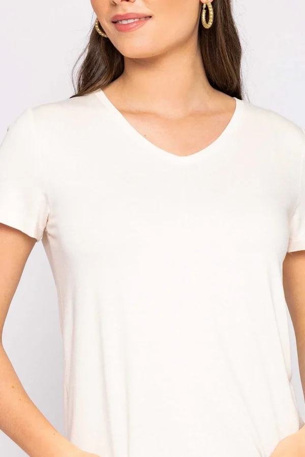 V Neck Tee In Ecru