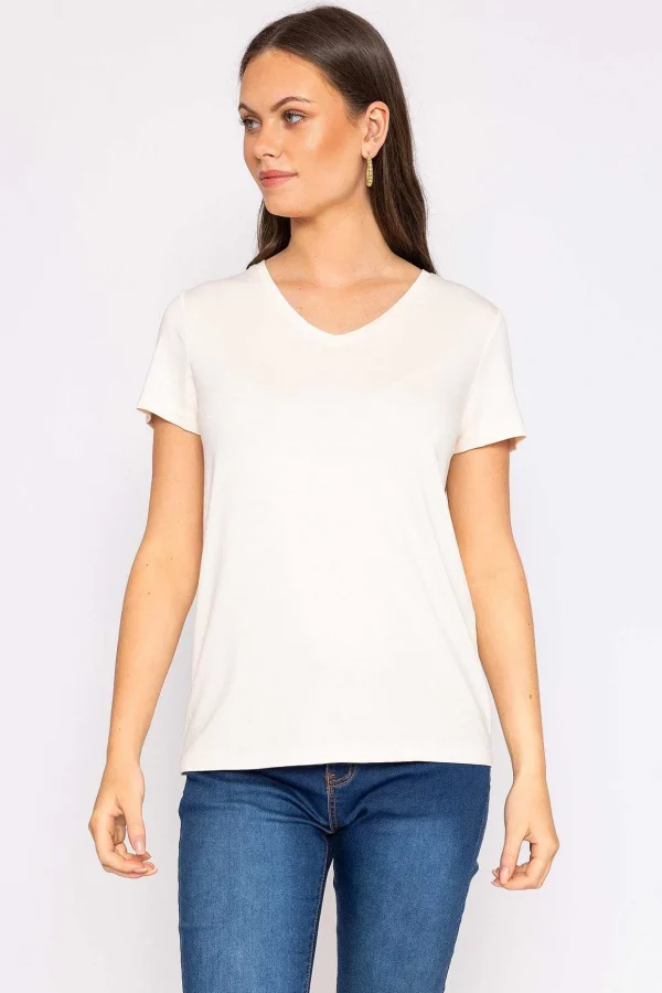 V Neck Tee In Ecru