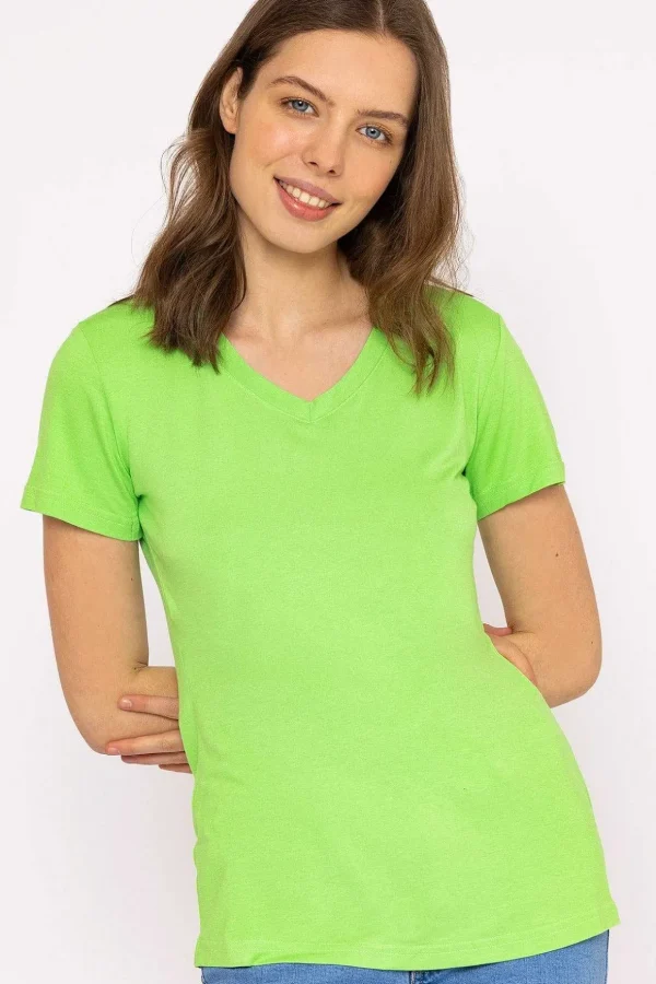 V Neck Tee In Green