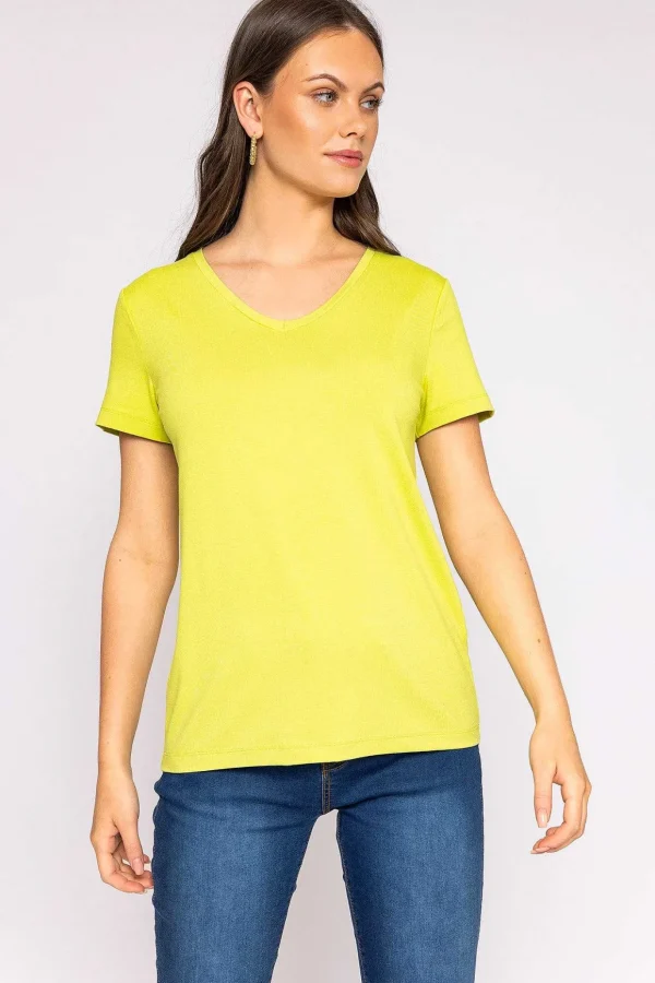 V Neck Tee In Lime
