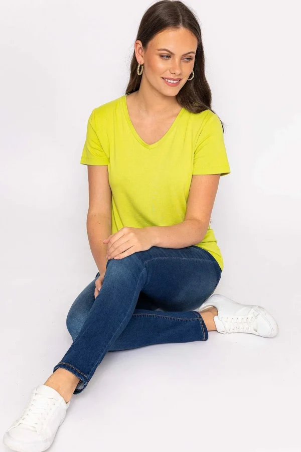 V Neck Tee In Lime