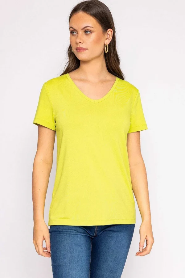V Neck Tee In Lime