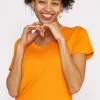 V Neck Tee In Orange