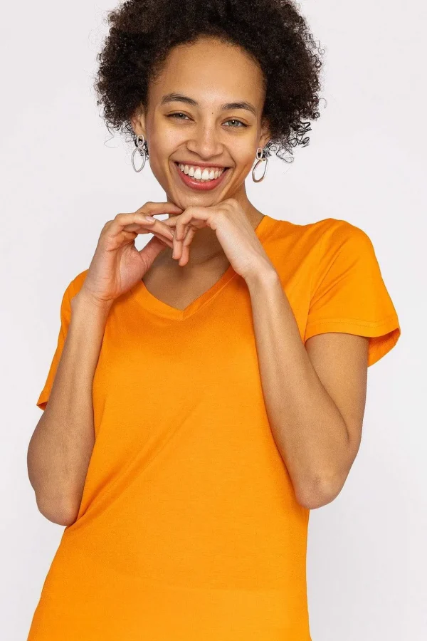 V Neck Tee In Orange