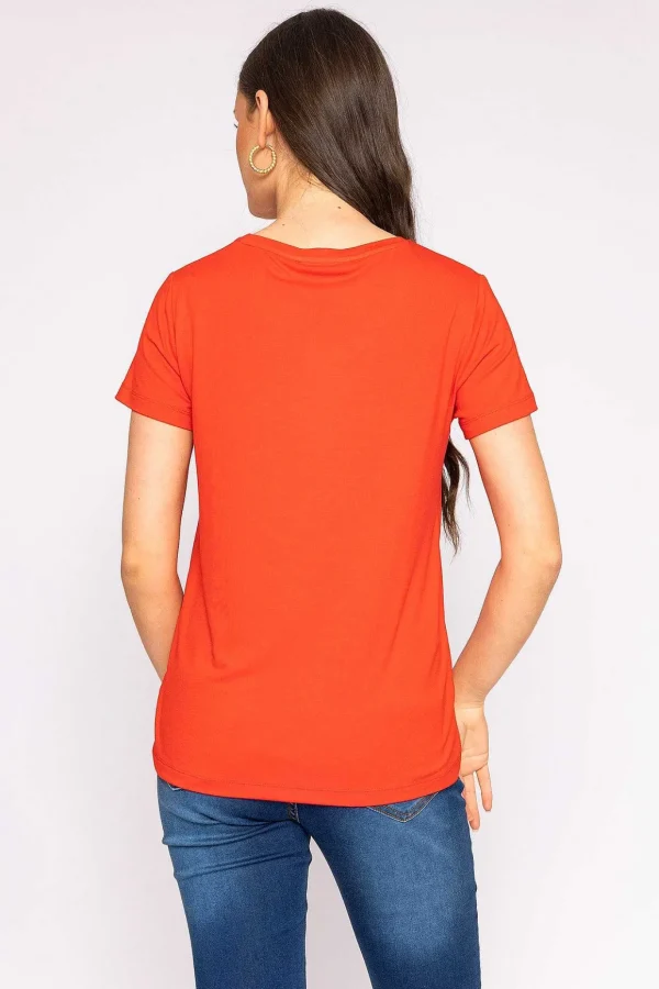 V Neck Tee In Red