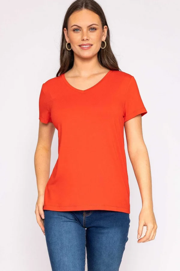 V Neck Tee In Red