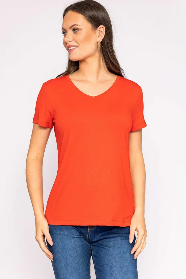 V Neck Tee In Red