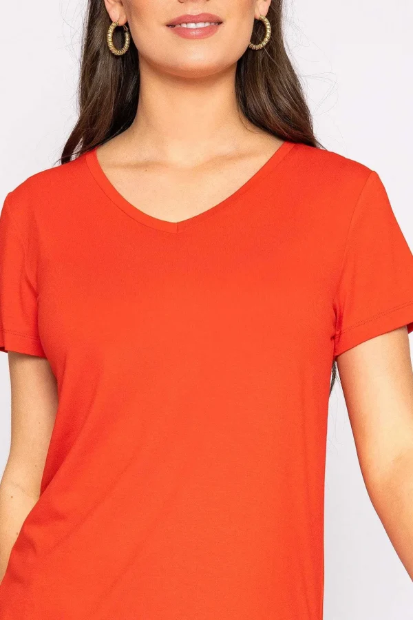 V Neck Tee In Red