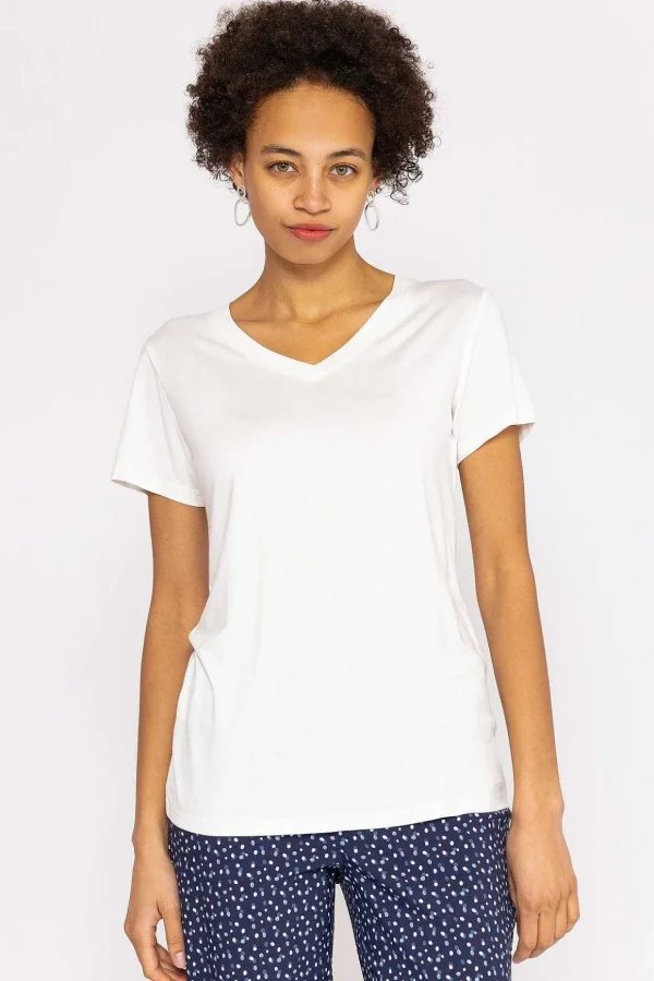 V Neck Tee In White