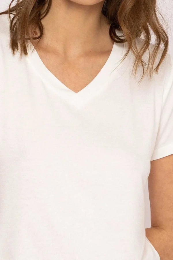 V Neck Tee In White