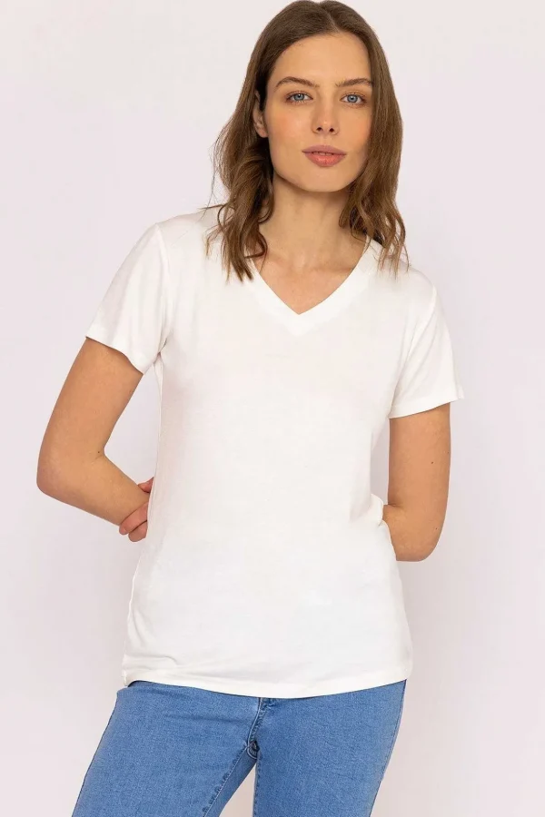 V Neck Tee In White