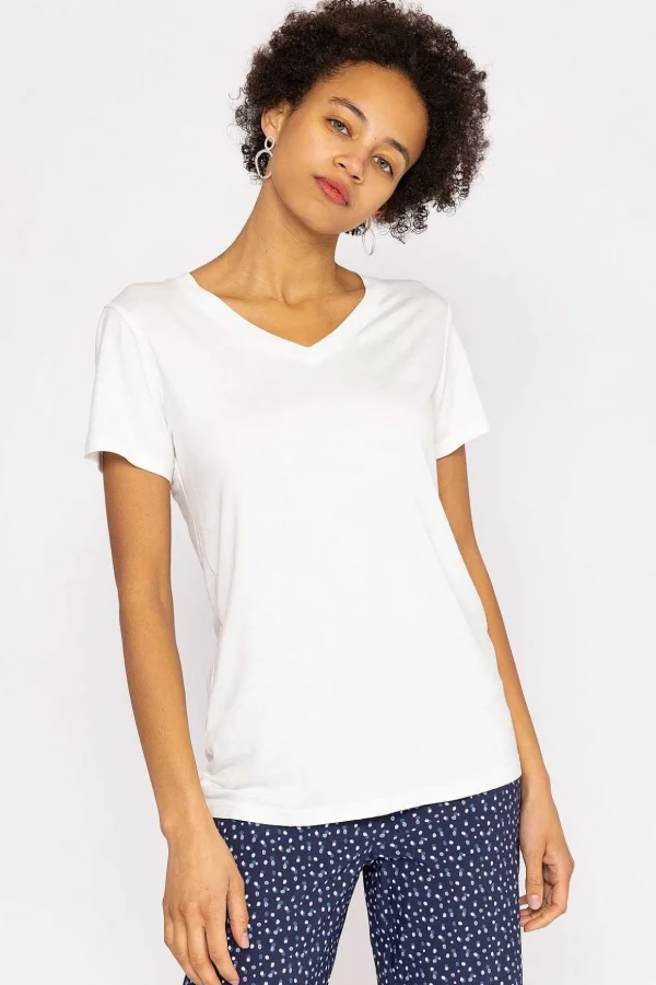 V Neck Tee In White