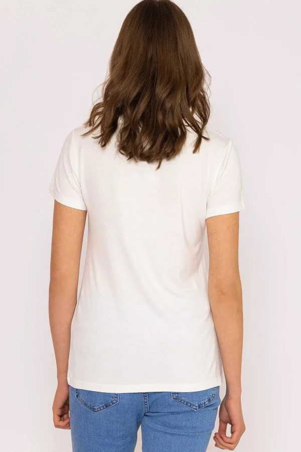 V Neck Tee In White