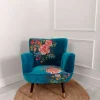 Velvet Floral Embroidered Armchair