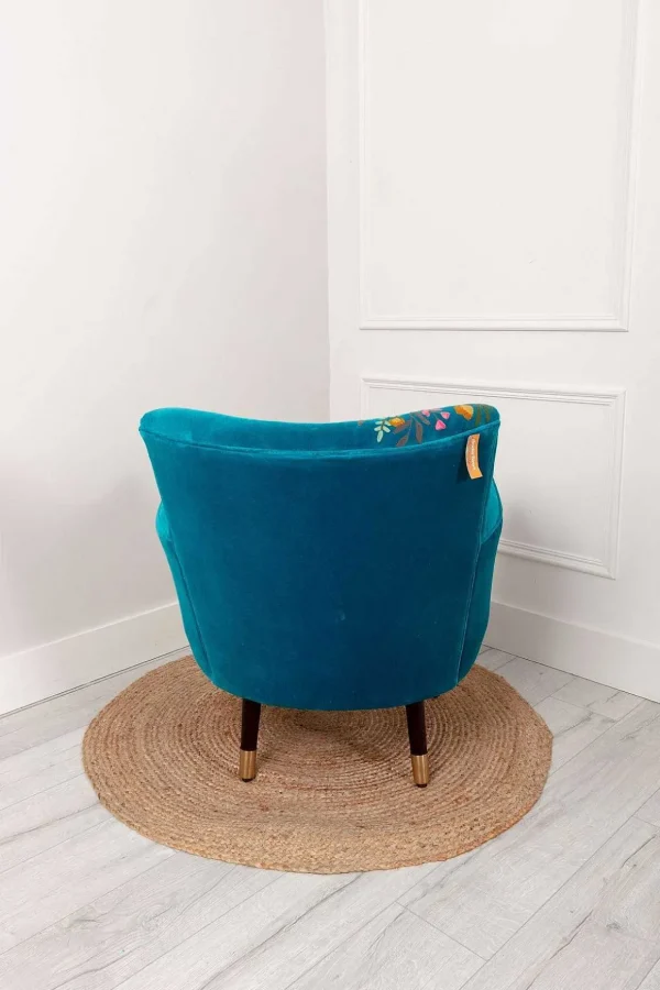 Velvet Floral Embroidered Armchair