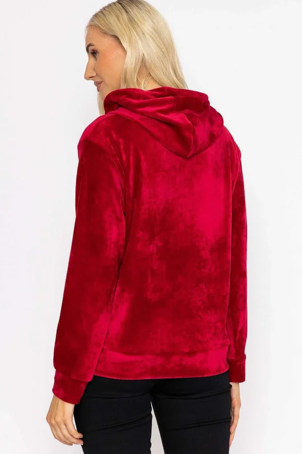 Velvet Hoody In Burgundy