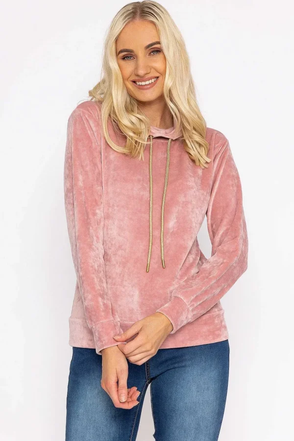Velvet Hoody In Pink