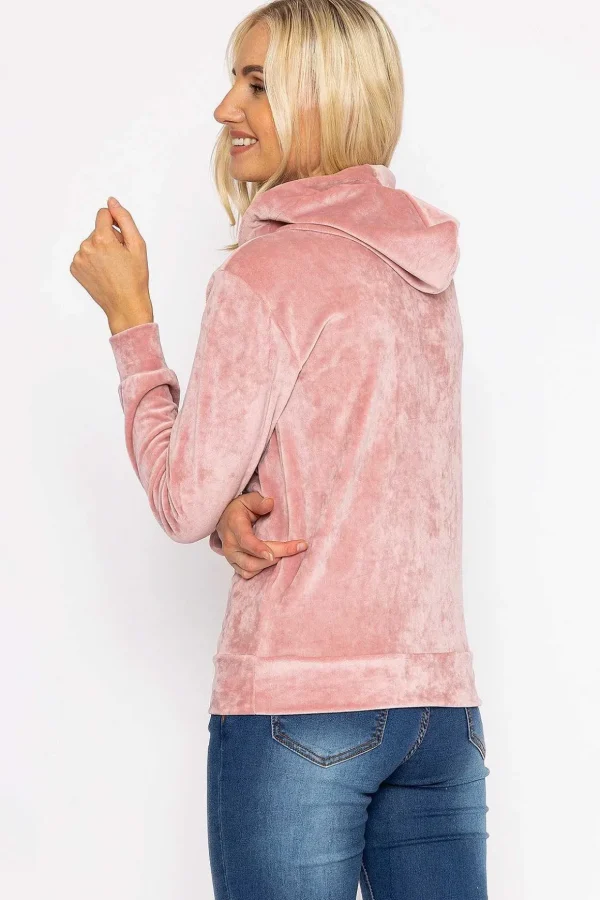 Velvet Hoody In Pink