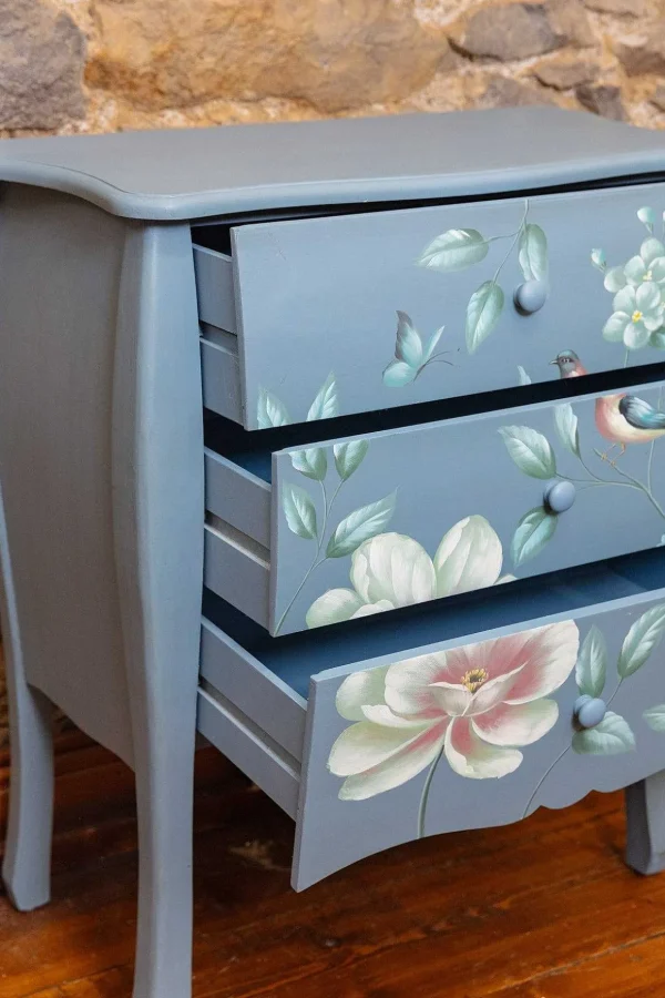 Vienna Navy Floral 3 Drawer Chest