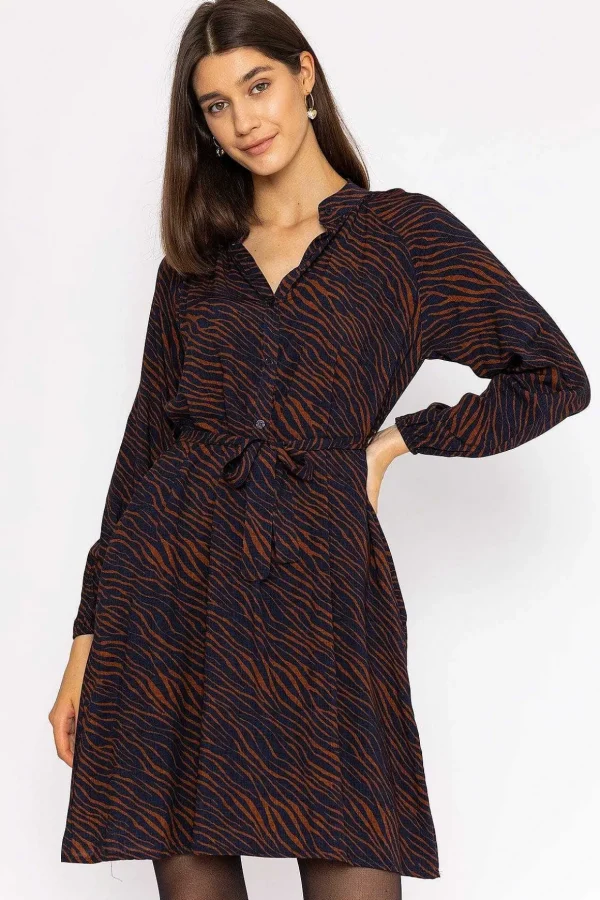 Viscose Dress In Navy Animal Print