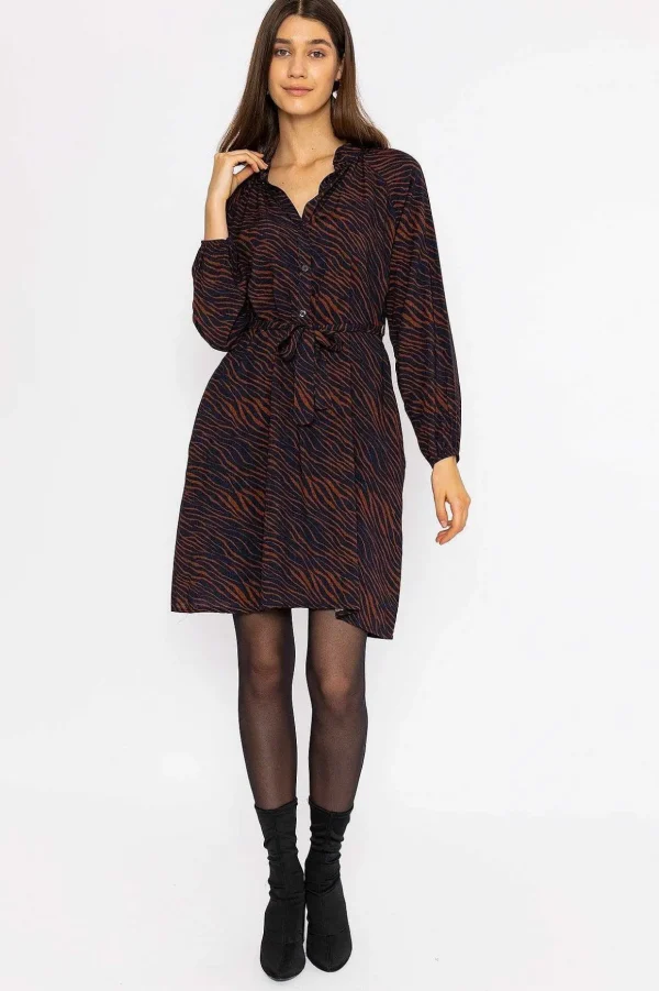 Viscose Dress In Navy Animal Print
