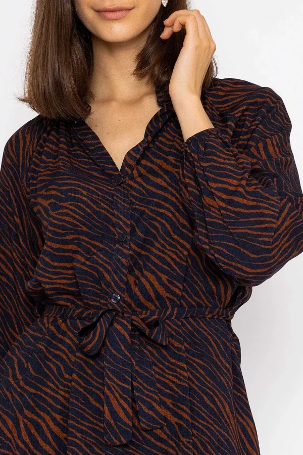 Viscose Dress In Navy Animal Print