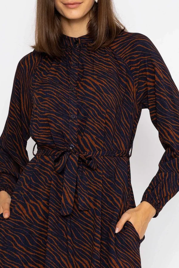 Viscose Dress In Navy Animal Print