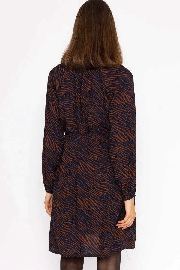 Viscose Dress In Navy Animal Print