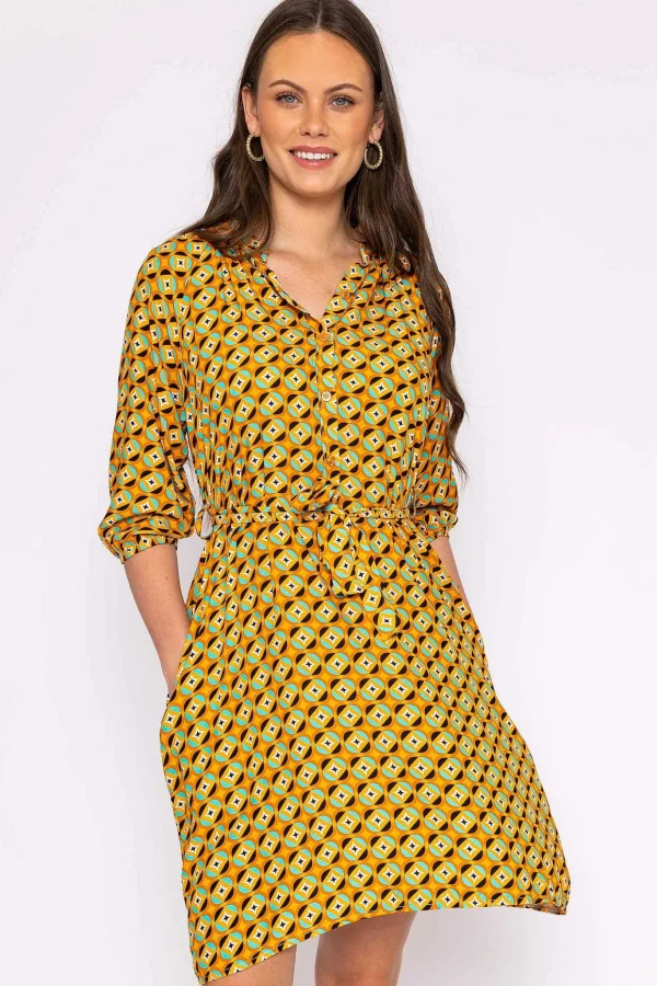 Viscose Dress In Orange Print