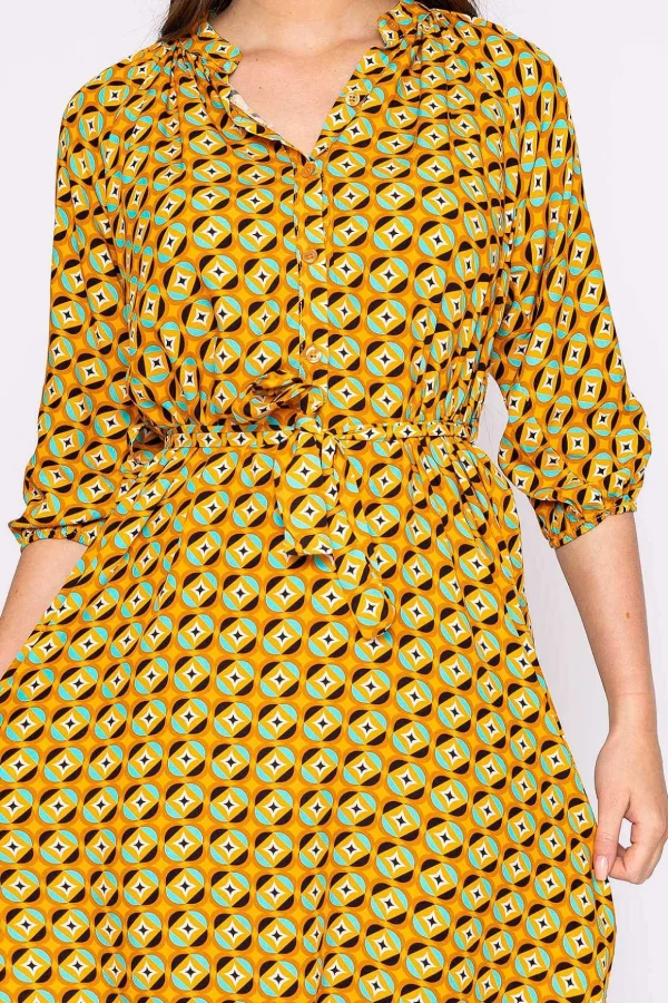 Viscose Dress In Orange Print
