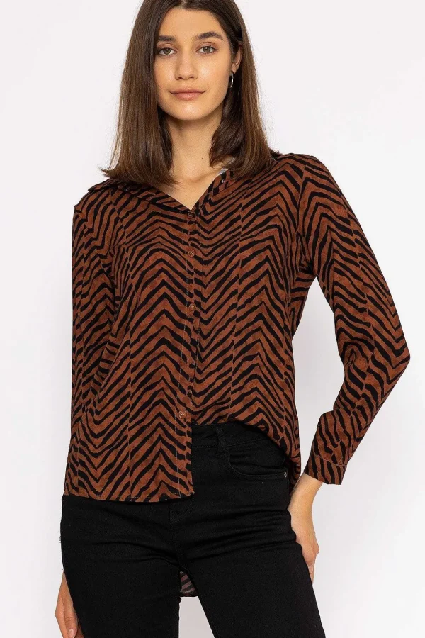 Viscose Shirt In Brown Animal Print