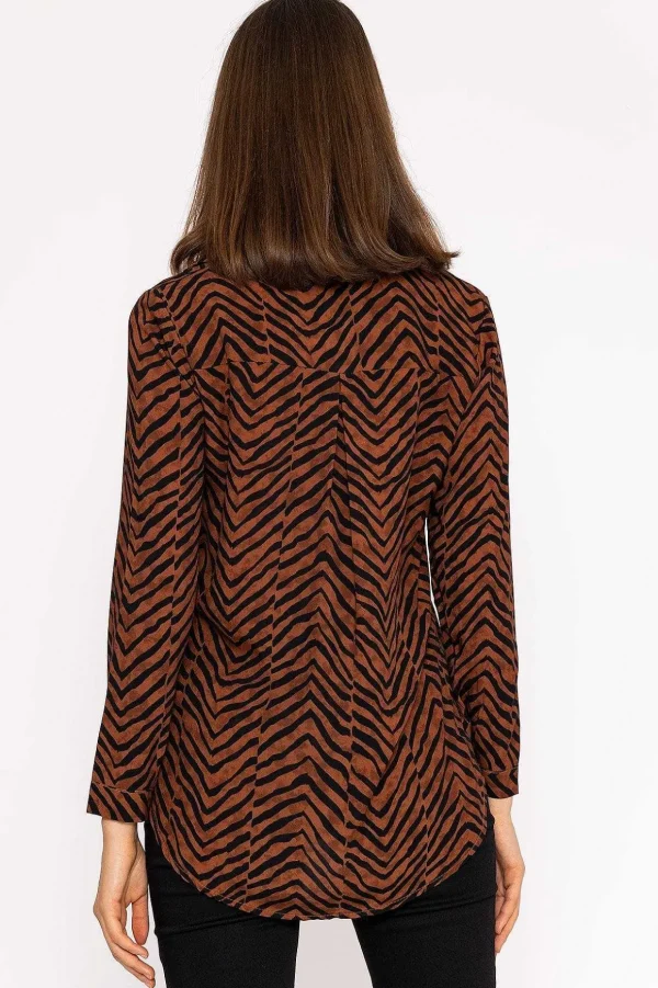 Viscose Shirt In Brown Animal Print