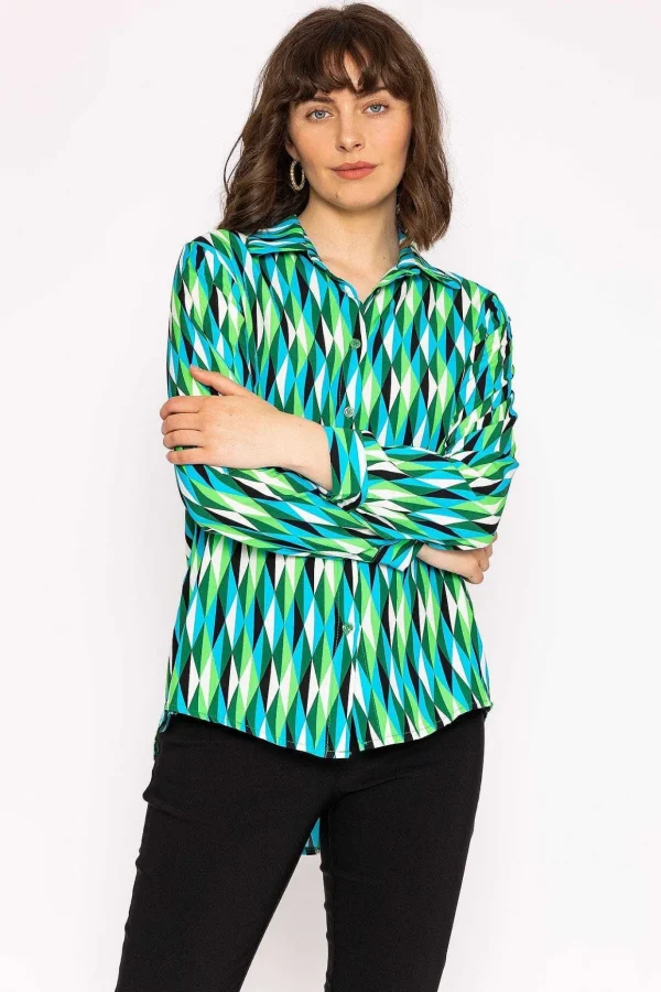 Viscose Shirt In Green Print
