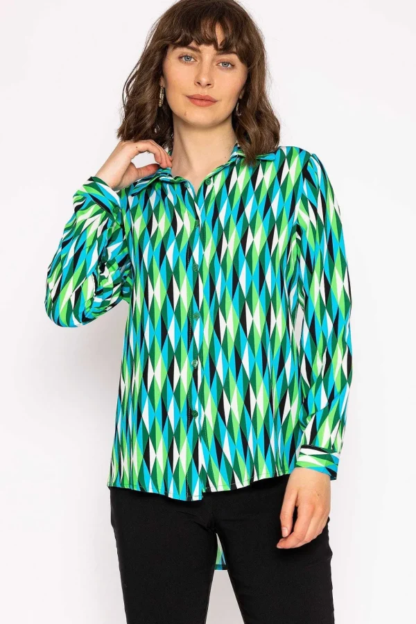 Viscose Shirt In Green Print