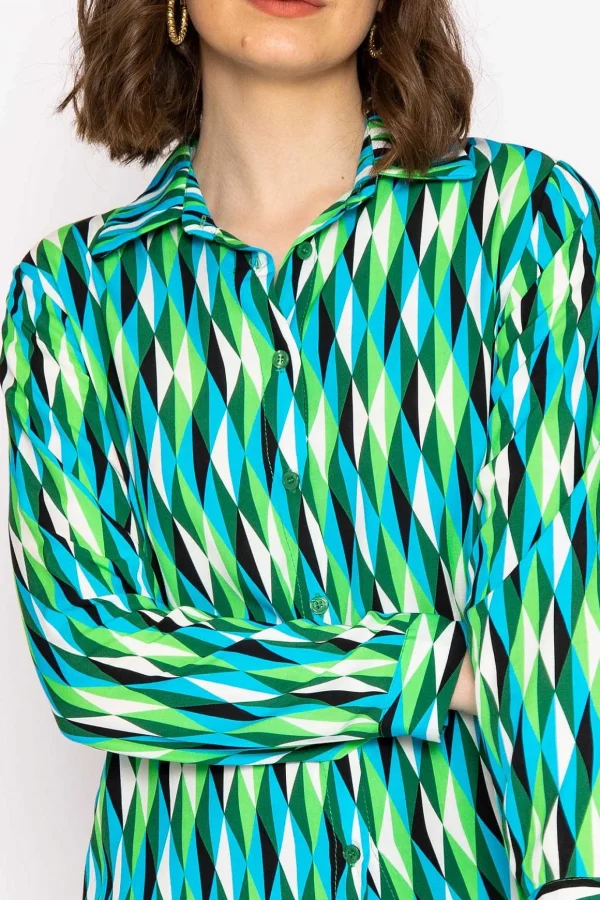 Viscose Shirt In Green Print