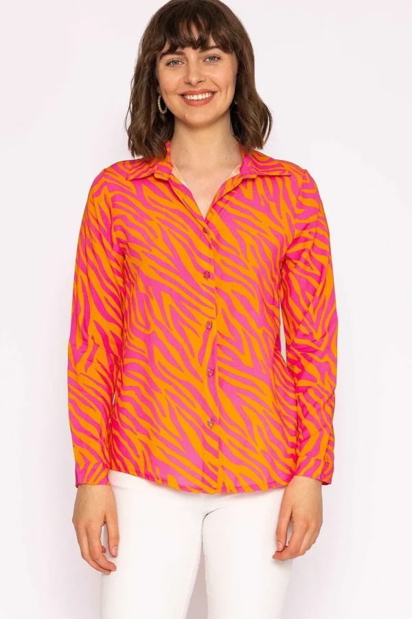 Viscose Shirt In Orange And Pink