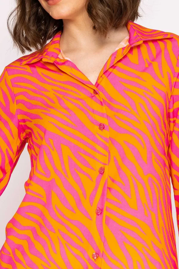 Viscose Shirt In Orange And Pink