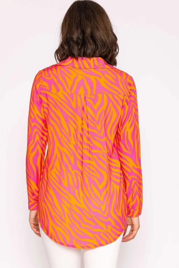 Viscose Shirt In Orange And Pink