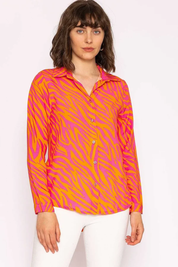 Viscose Shirt In Orange And Pink