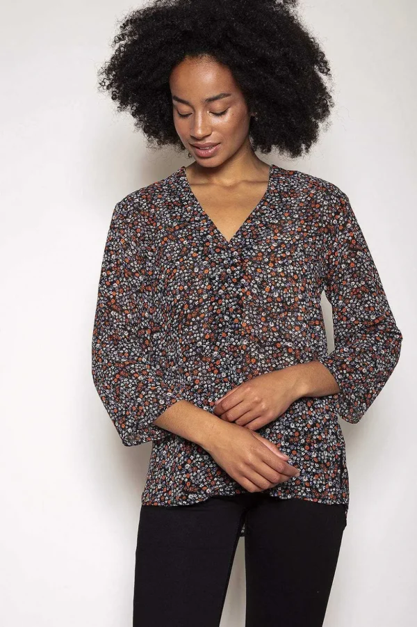 V-Neck Blouse In Floral Print