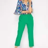 V-Neck Frill Sleeve Top In Blue Print