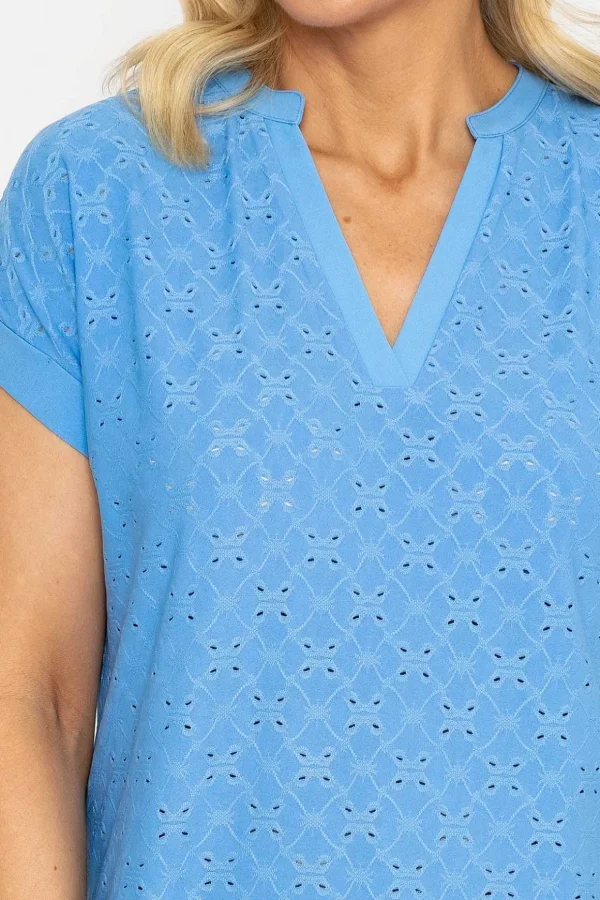 V-Neck Jersey Top In Blue