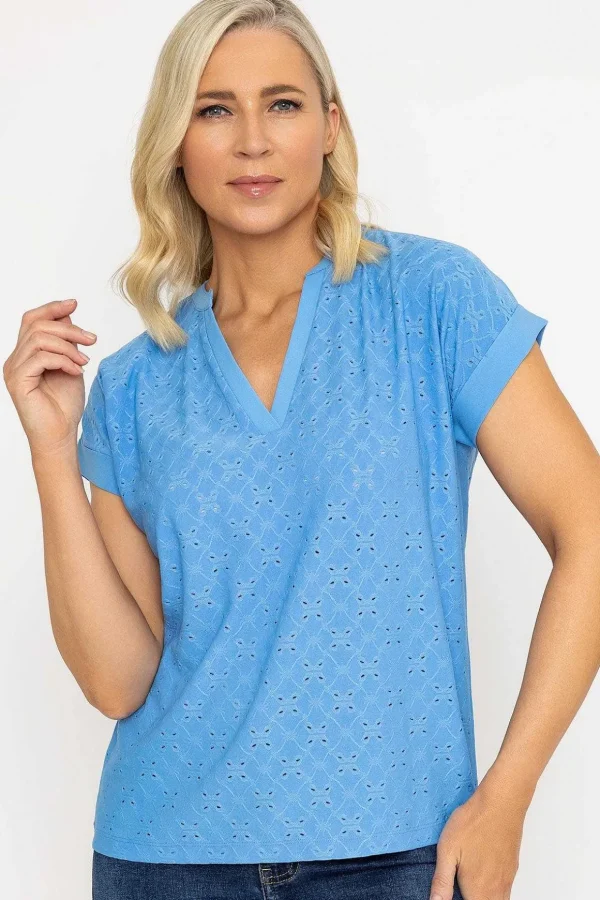 V-Neck Jersey Top In Blue