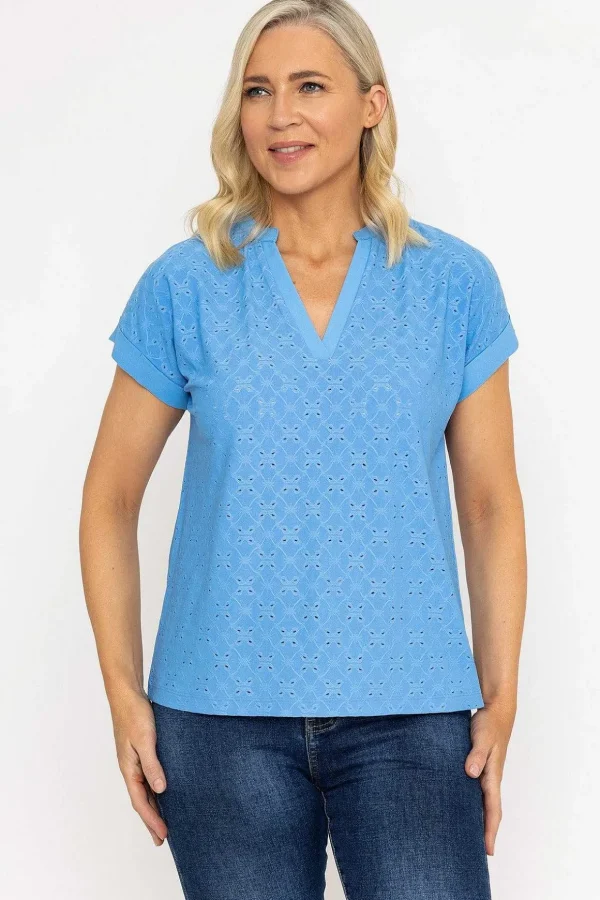 V-Neck Jersey Top In Blue