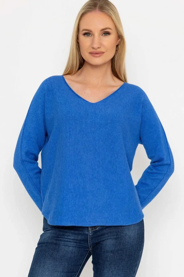 V-Neck Jumper In Blue
