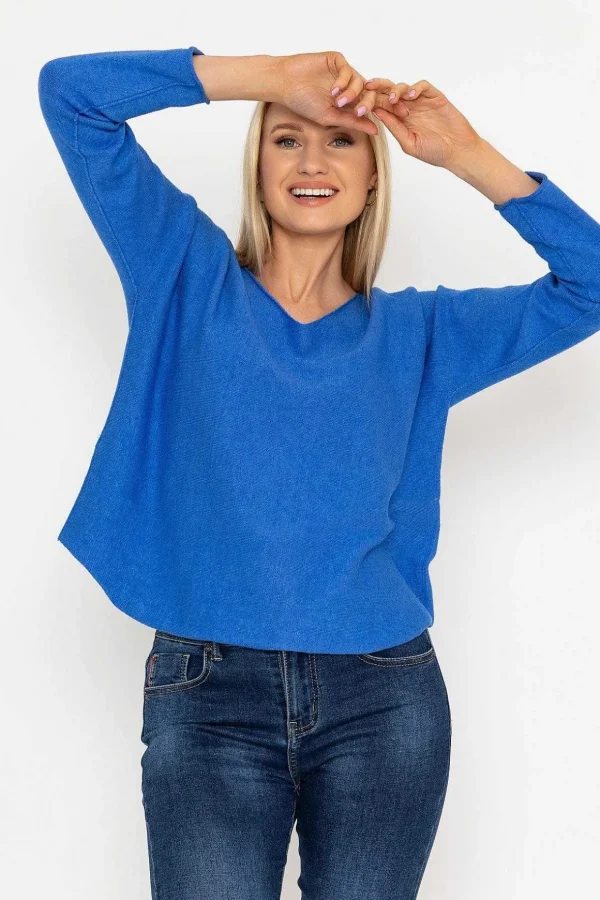 V-Neck Jumper In Blue