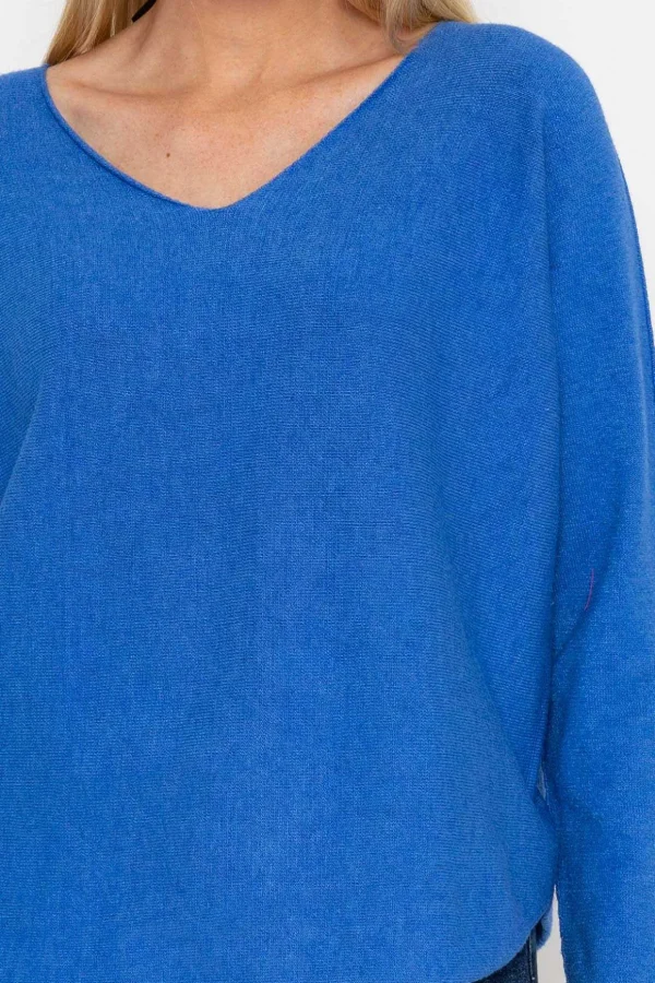 V-Neck Jumper In Blue